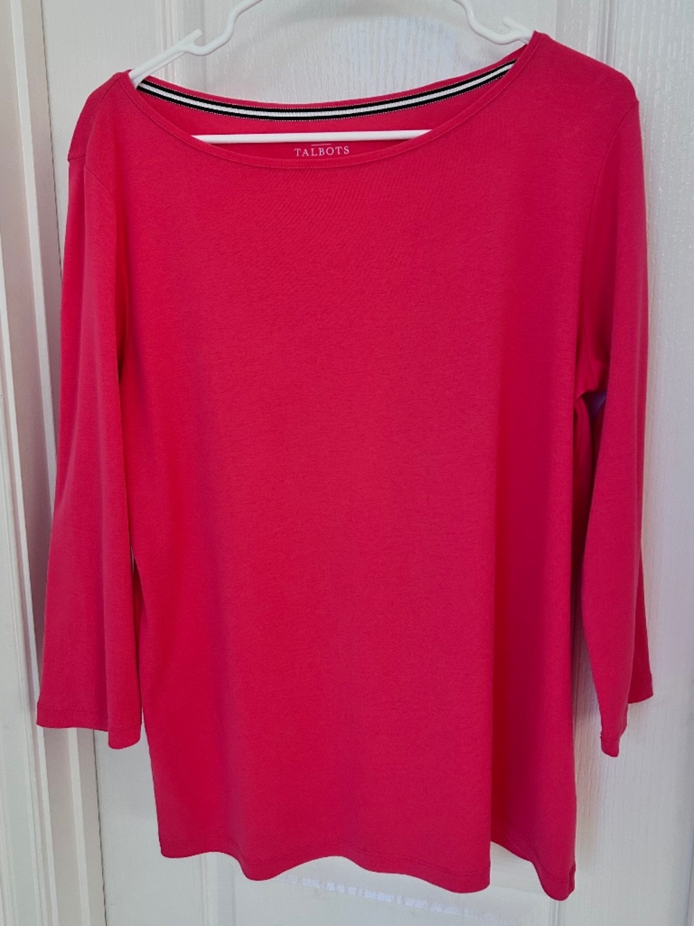Talbots Raspberry 3/4 Sleeve Boatneck T-Shirt, Size X